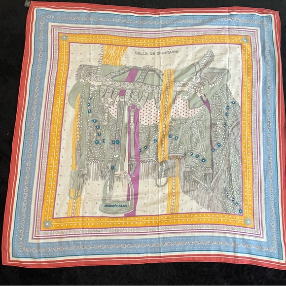 HERMES Carre 90 Story Blue Glacier Pink Multicolor Scarf Muffler H003875S Women' - Picture 1 of 4